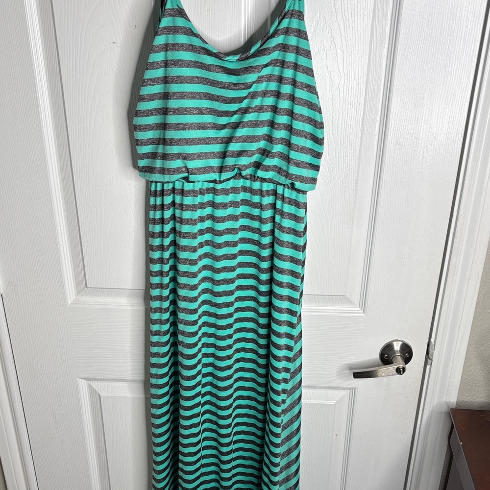 Green and Black Striped Dress - Picture 3 of 6